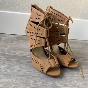Brown laced heels